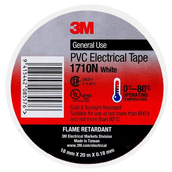 3M 1710N-WH 18mm x 20m PVC Electrical Tape - White