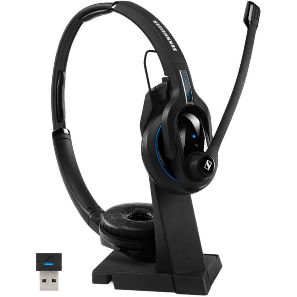 EPOS Sennheiser MB Pro 2 UC MS Bluetooth Overhead Wireless Mono Headset with Charging Stand - Black - Optimised for Microsoft Business Applications