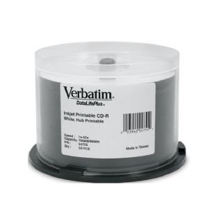 Verbatim CD-R 52X 700MB White Inkjet Hub Printable CD Discs - 50 Pack