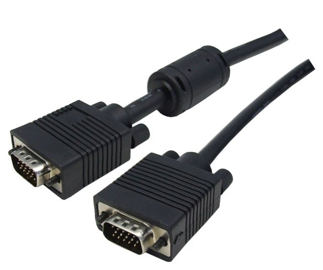Dynamix 10M VESA DDC1 & DDC2 VGA Male/Male Cable - Molded, BLACK Colour Coaxial Shielded