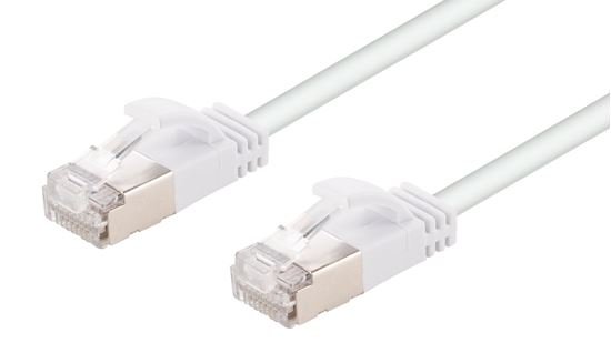 Dynamix 1M White Cat6A S/FTP Slimline Shielded 10G Patch Lead Cable