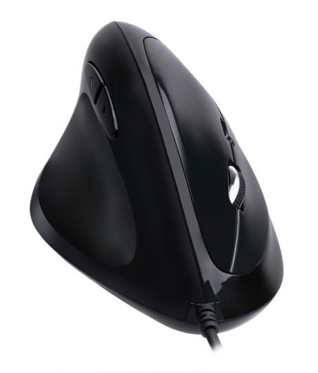 Adesso iMouse E7 Left-Handed Vertical Ergonomic Programmable USB Wired Gaming Mouse with Adjustable Weights - Black