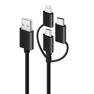 ALOGIC 1m 3 in 1 Charge And Sync USB to Micro USB, Lightning and USB-C Cable