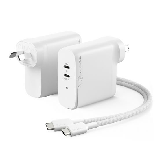 ALOGIC 2X68 68W GaN Rapid Power Charger with 2m 100W USB-C Cable