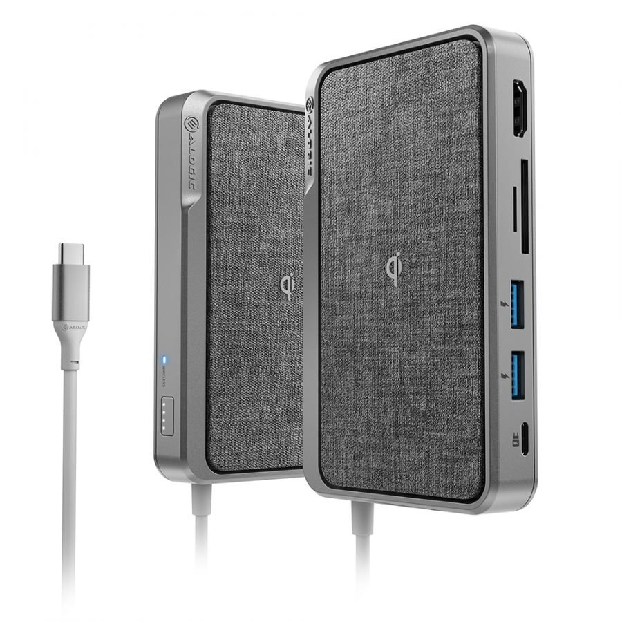 ALOGIC Wave USB-C All In One Charging Dock - 1x 4K HDMI, 1x Micro SD, 1x SD Card Slot, 2x USB-A, 1x USB-C, 1x Qi Wireless Charging