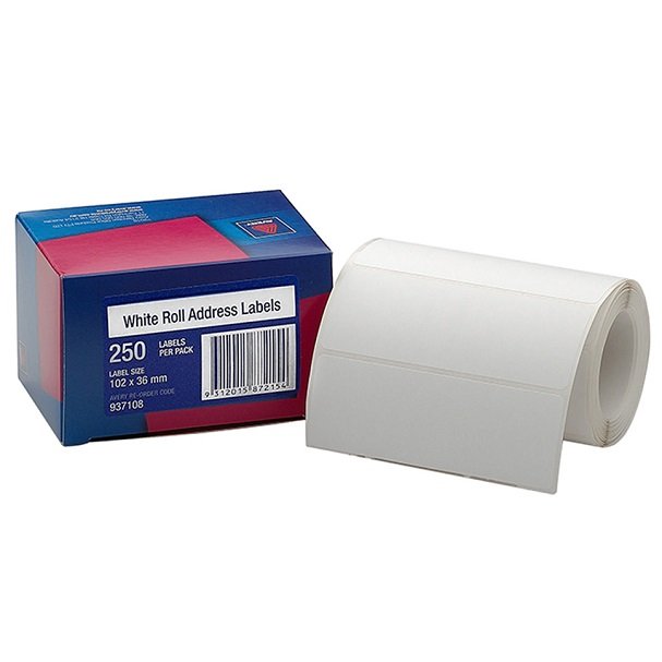 Avery 102mm x 36mm Permanent Address Label Roll - 250 Labels