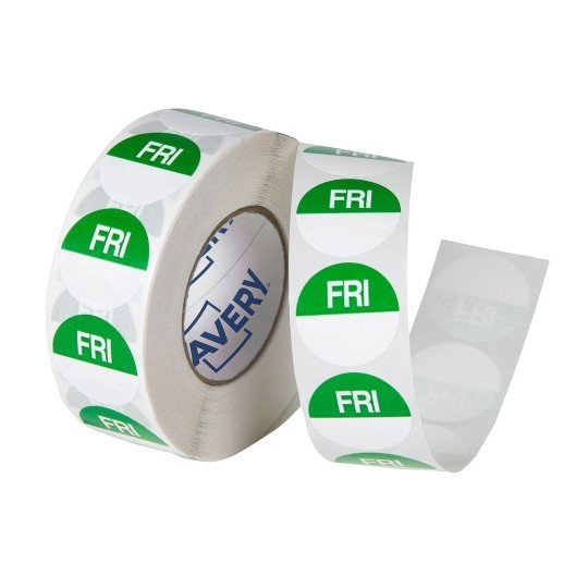 Avery 24mm Friday Round Label Green/White - 1000 Labels