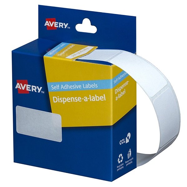 Avery 24mm x 38mm Removable Dispenser Label White - 380 Labels