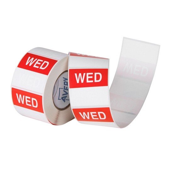 Avery 40mm Wednesday Square Label Red/White - 500 Labels