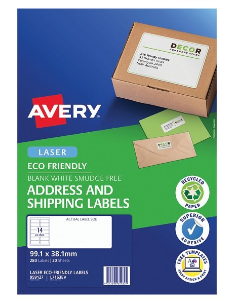 Avery Eco Friendly 99.1 x 38.1mm 14up Address Labels - 20 Pack