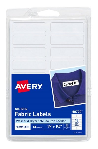 Avery No Iron 45 x 13 mm Permanent Fabric Labels - 54 Pack