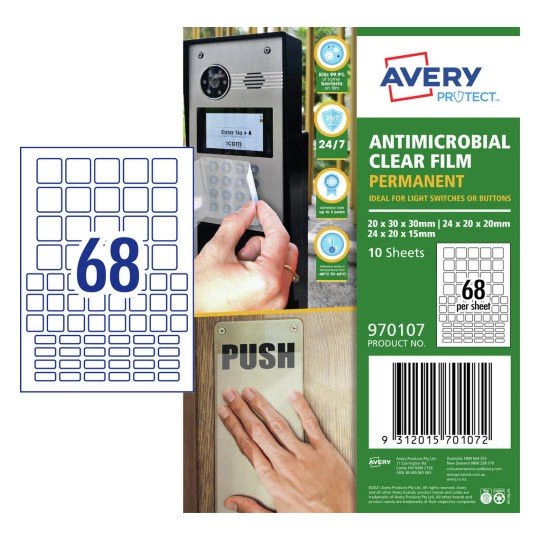 Avery Protect 210 x 297mm Permanent Anti-Microbial Mixed Squares Film - 680 Pack