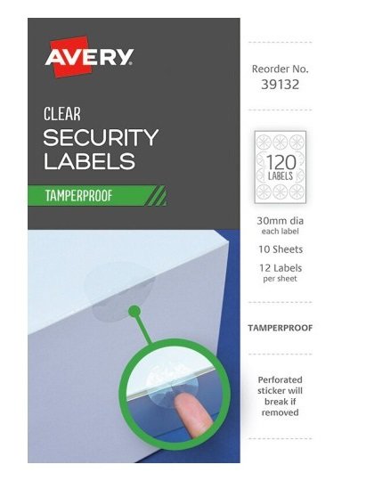 Avery Tamper Proof Clear Dot Label - 120 Pack
