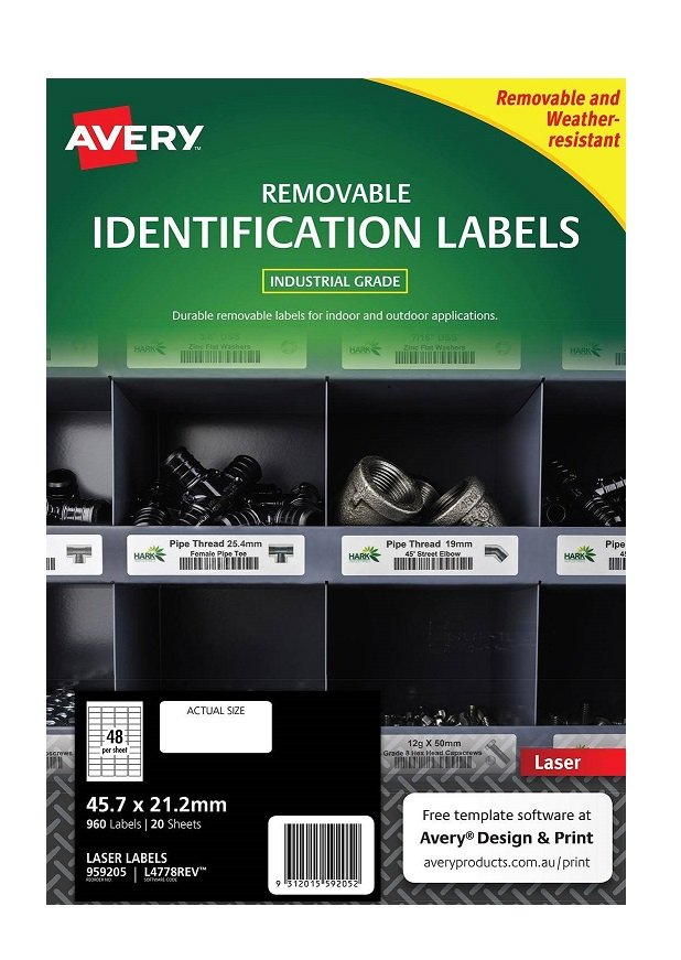 Avery L4778REV White Laser 45.7 x 21.2mm Removable Heavy Duty Labels – 960 Pack