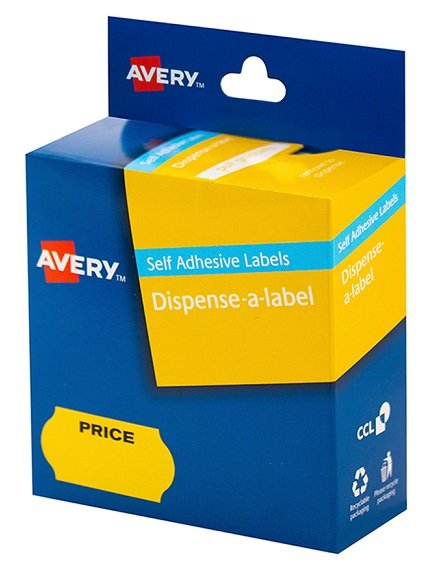 Avery Yellow Price 26 x 16 mm Dispenser Label - 250 Pack