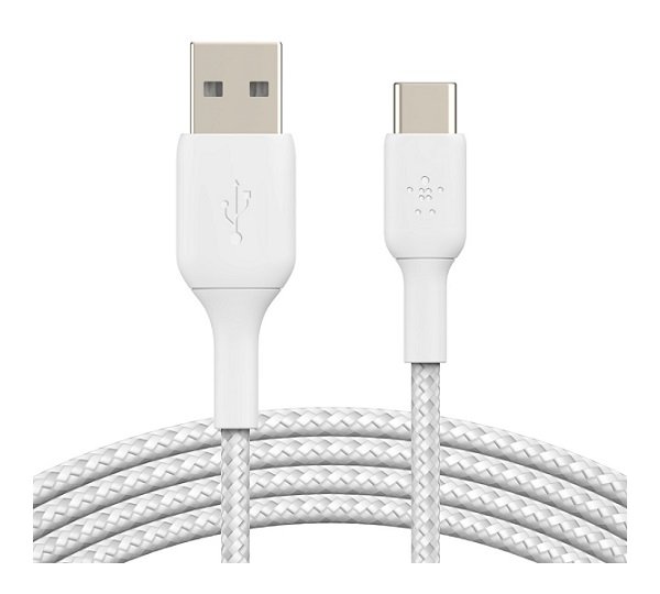 Belkin BoostUP Charge 1m USB-C to USB-A Braided Charge & Sync Cable - White