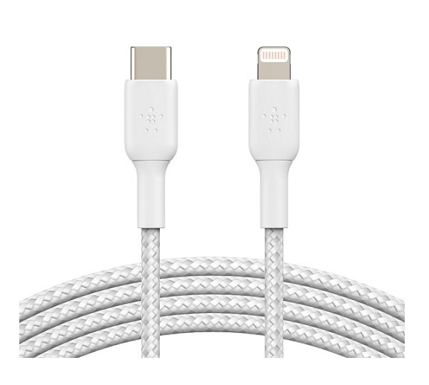 Belkin BoostUP Charge 2m USB-C to Lightning Braided Charge & Sync Cable - White