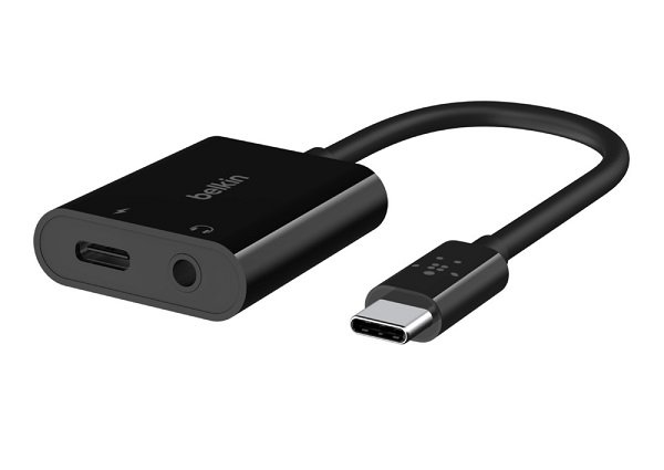 Belkin Rockstar 3.5mm Audio + USB-C Charge Adapter - Black