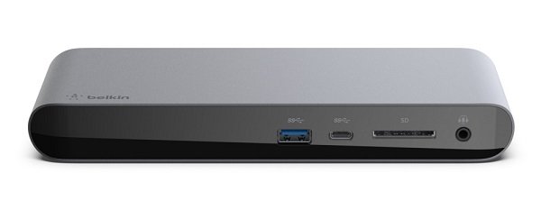 Belkin Thunderbolt 3 Dock Pro Dual Video Docking Station with 85W Power Supply - 1x USB-C, 5x USB-A, 1x DisplayPort, 1x RJ-45, 2x Thunderbolt 3, SD Card Reader