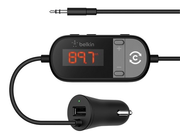 Belkin TuneCast In-Car 3.5mm to FM Transmitter with USB Car Charger