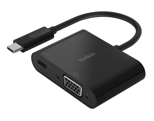 Belkin USB-C to VGA Video Adapter with Power Delivery - Black