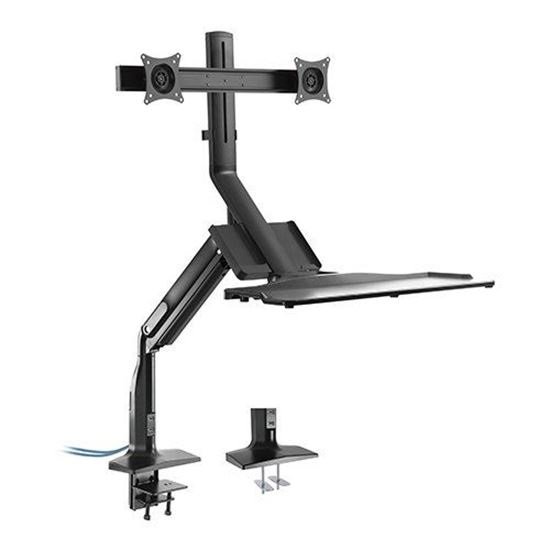 Brateck DWS21-C02 Gas Spring Floating Sit-Stand Desk Converter for 17 - 27 Inch Monitors
