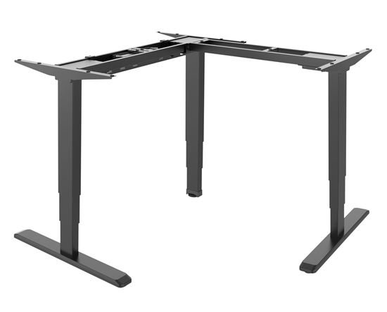 Brateck Electric L-Shaped Three Leg Sit-Stand Desktop Workstation Frame - Black