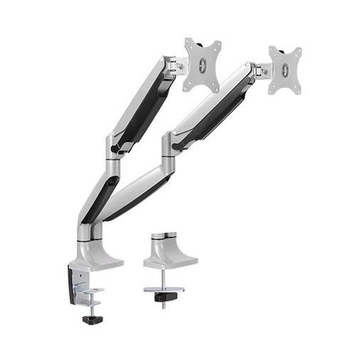 Brateck Aluminum Interactive Counterbalance Dual Monitor Desk Mount Bracket for 13-32 Inch Curved & Flat Panel TVs or Monitors - 1 to 9kg per arm