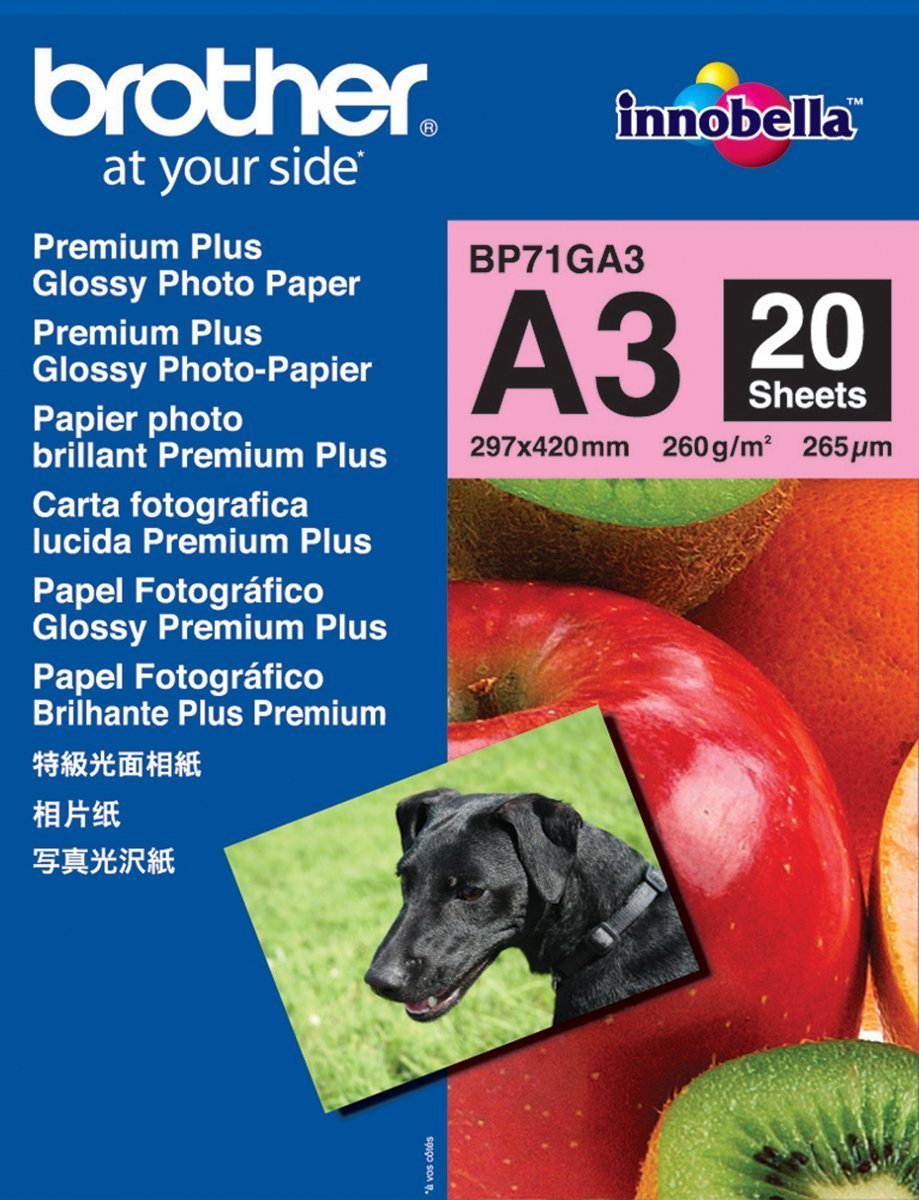 Brother BP71GA3 Glossy Premium A3 260gsm Photo Paper - 20 Sheets