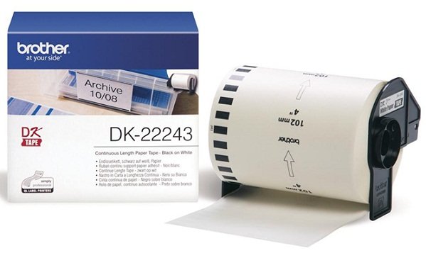 Brother DK22243 102mm x 30m Black on White Continuous Paper Label Roll Tape