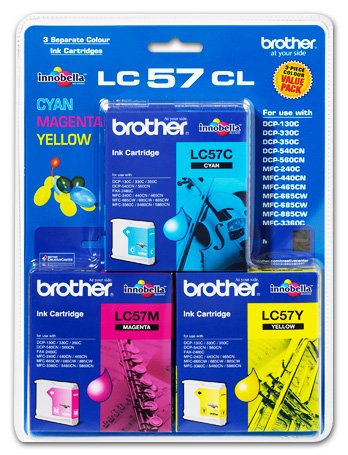 Brother LC57 Ink Cartridge Value Pack - Cyan, Magenta & Yellow