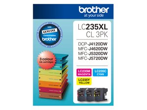 Brother LC235XL Colour High Yield Ink Cartridge Value Pack - Cyan, Magenta & Yellow