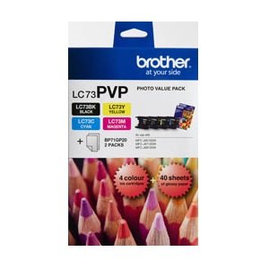 Brother LC73PVP Photo Value Pack - Black, Cyan, Magenta & Yellow + 40 Sheets of 4x6 Photo Paper!