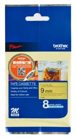 Brother P-Touch MK M821 9mm Black on Gold Labelling Tape