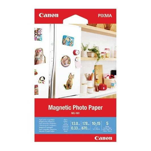 Canon MG-101 4x6 102x152mm 670gsm Magnetic Backing Photo Paper - 5 Sheets