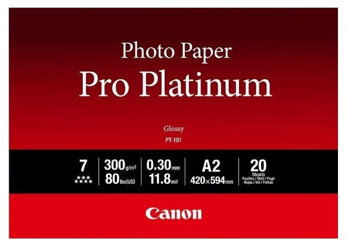 Canon PT-101 Platinum A2 300gsm Photo Paper Pro - 20 Sheets