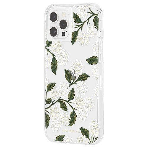 Case-Mate Rifle Paper Co. Case for iPhone 12 / iPhone 12 Pro - Clear Hydrangea White
