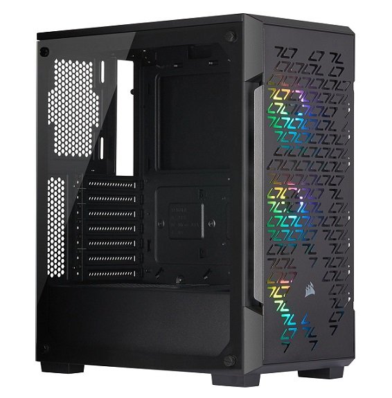 Corsair iCue 220T RGB ATX Mid-Tower with Airflow Tempered Glass Panel – Black