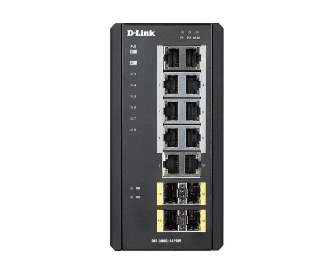 D-Link DIS-300G-14PSW 14-Port Industrial Gigabit Managed PoE Switch with SFP slots