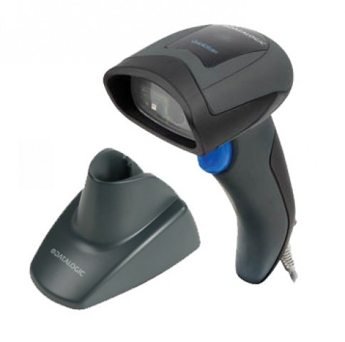 Datalogic QD2430 2D Imager, USB Hand Held Scanner Kit Black - With Stand