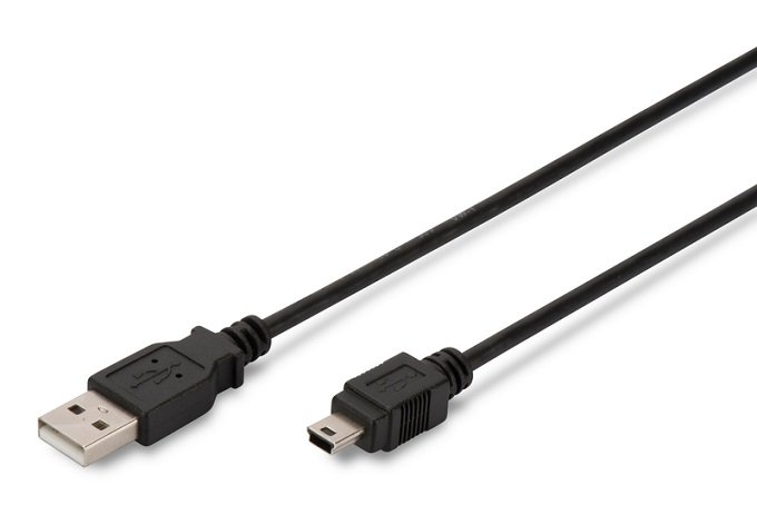 Digitus 1.8m USB 2.0 Type A Male to Mini-B Male - Black
