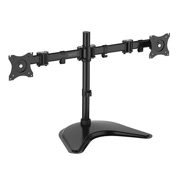 Digitus Horizontal Rail Dual Monitor Desk Stand for up to 27 Inch Flat Panel TVs or Monitors - Up to 16kg
