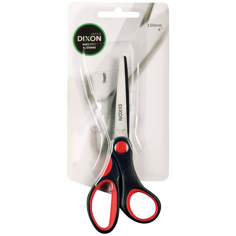 Dixon 6 Inch Soft Grip Scissors - Black/Red