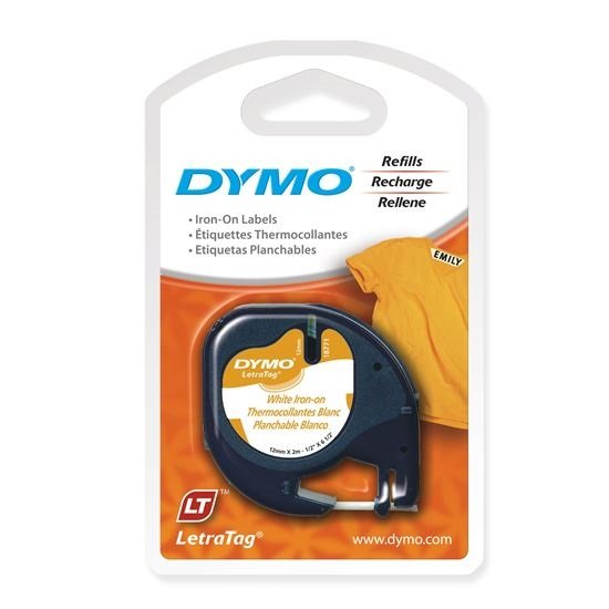 Dymo 19mm LetraTag Iron-On Labeller Tape - Black on White