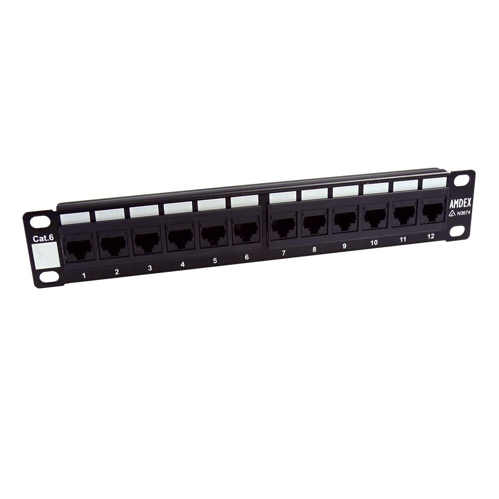 Dynamix 12 Port Cat 6 Patch Panel for 10 Inch Cabinets