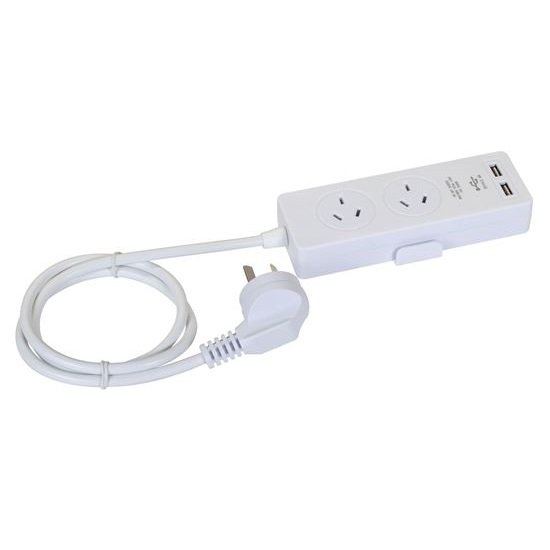 Dynamix 2 Outlet Powerboard with 2 USB Ports