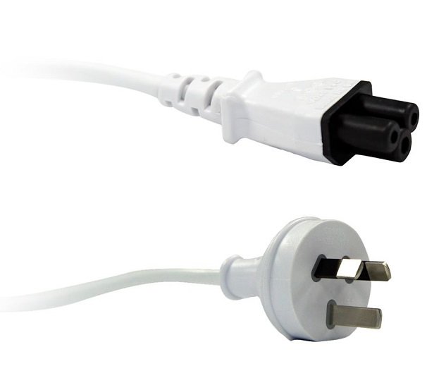 Dynamix 2m 3 Pin Plug to Clover Shaped C5 Female Power Cord Cable - White