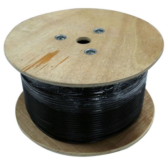 Dynamix 305m Black Cat6 UTP Solid Gel Filled Outdoor Underground Cable Roll - Supplied on a Wooden Reel