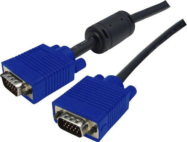 Dynamix 1M VESA DDC1 & DDC2 VGA Male/Male Cable - Molded, Black Colour Coaxial Shielded