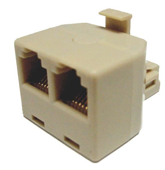 Dynamix RJ-11 6 Conductor Dual Adaptor (2 x Sockets/1 x Plug)